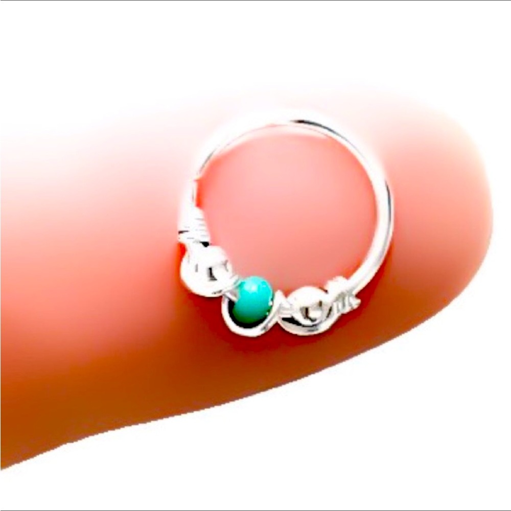 🌻NIB Turquoise Beaded & Wire Wrapped Nose Ring Hoop🌻